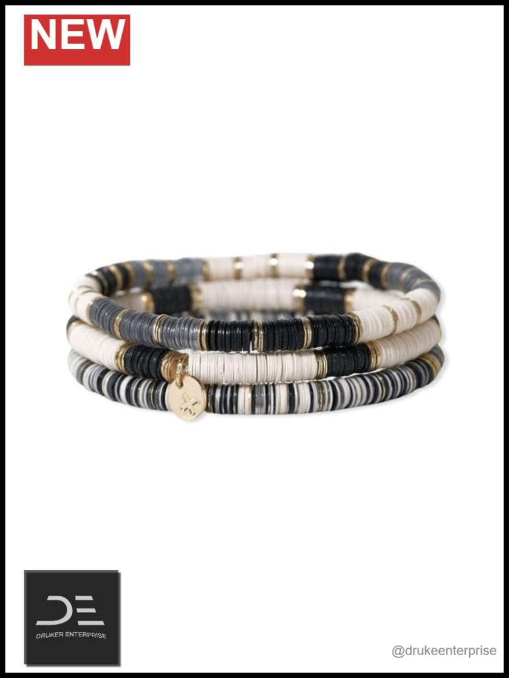 Boho Stacking Stretch Bracelet Set with Circle Charm, Handmade Sequin Jewelry